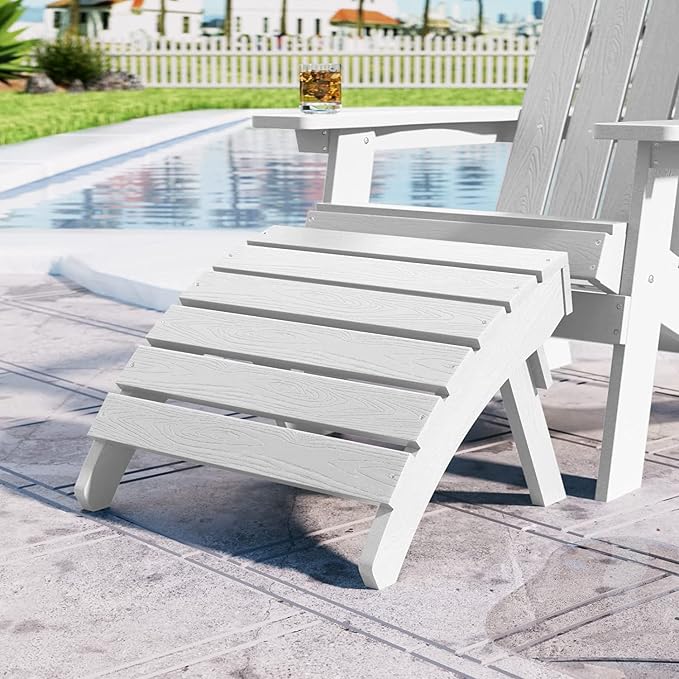 MXIMU Folding Adirondack Ottoman Set of 2: HIPS Plastic Outdoor Footrest Easy - Image 4