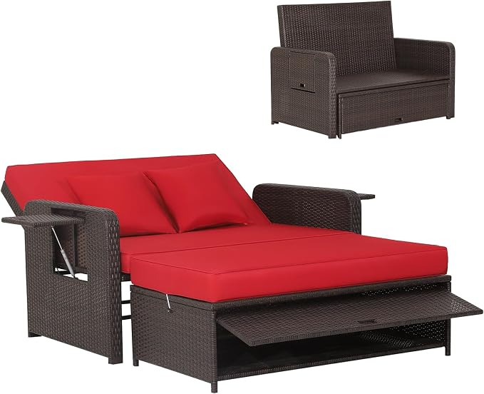 HAPPYGRILL Patio Rattan Wicker Daybed by HAPPYGRILL