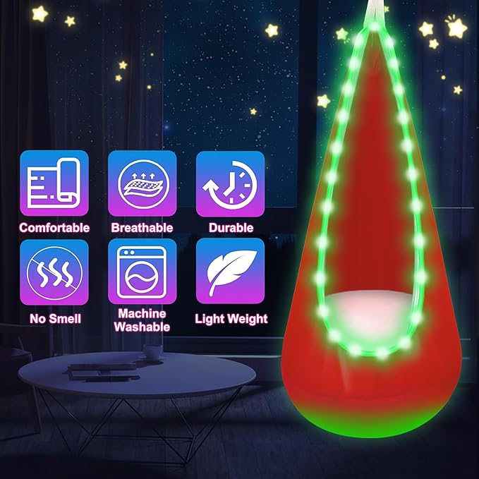 Light Up Swing Chair Hammock Chair Indoor Outdoor - Image 3