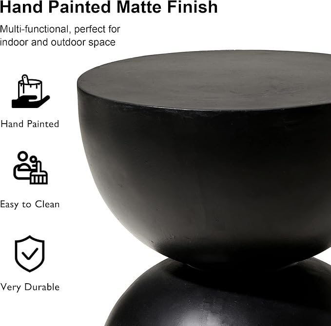 Glitzhome Outdoor Side Table, Round Accent End Table, Lightweight Hourglass - Image 4