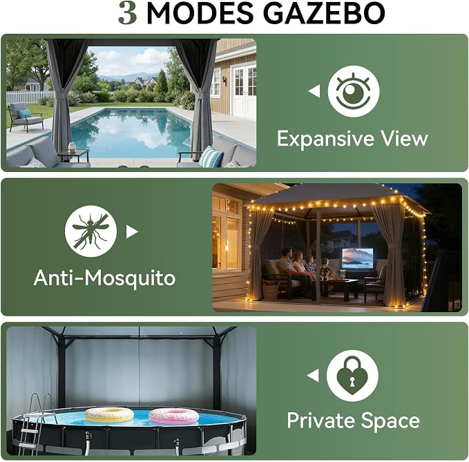 Aoxun 10x12 Outdoor Gazebo - Image 3