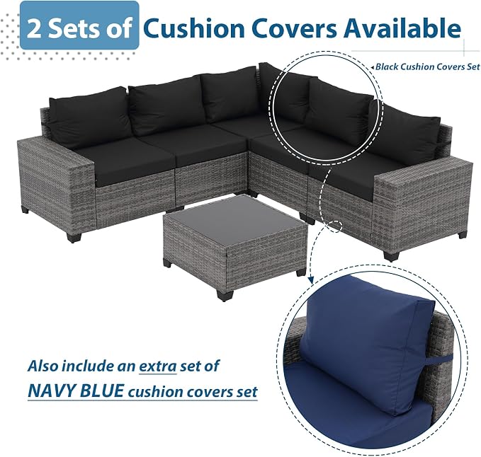 JOIVI 6 Piece Outdoor Patio Furniture Set - Image 3