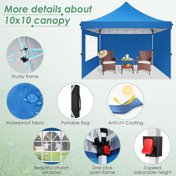 COBIZI Canopy 10x10 Pop Up Canopy Tent - Image 3
