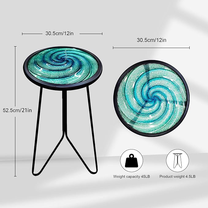 LIFFY Patio Side Table, Small Round End Table, Metal Side Table Outdoor - Image 3