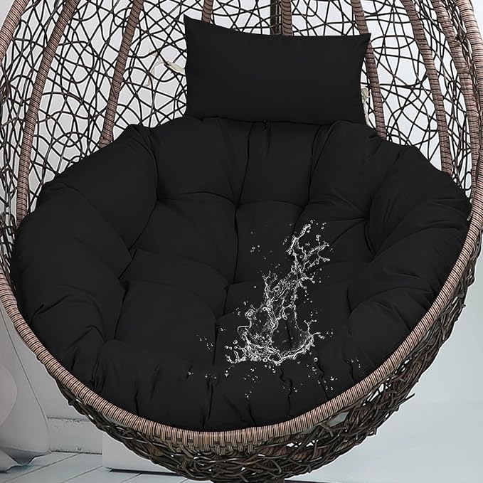Waterproof Swing Egg Chair Cushion Black Washable Hanging Chair Cushions by Eoieov