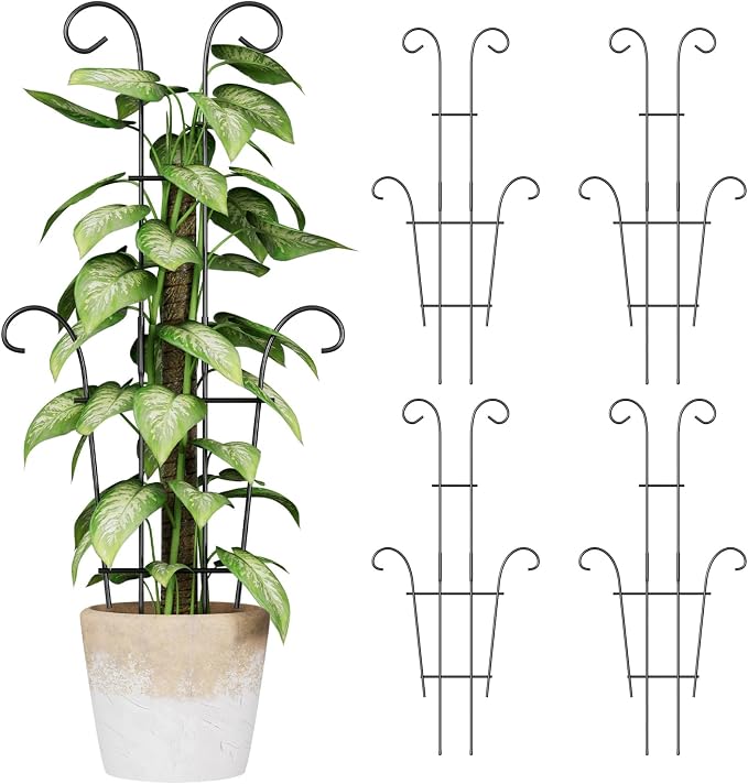 Larger 23.6in Plant Trellis for Climbing Plants Indoor Outdoor, 4 Pack by Trlzey