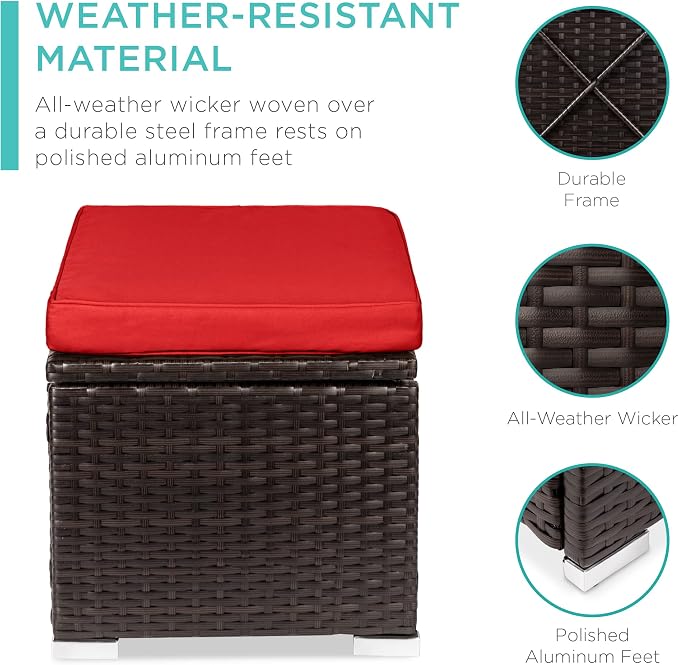 Best Choice Products Set of 2 Wicker Ottomans, Additional Seating, Side Table - Image 5