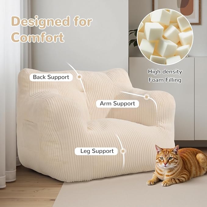 Pamapic 32" Bean Bag Chair, Single Sofa, Ultra Soft Dutch Velvet, Fluffy - Image 5