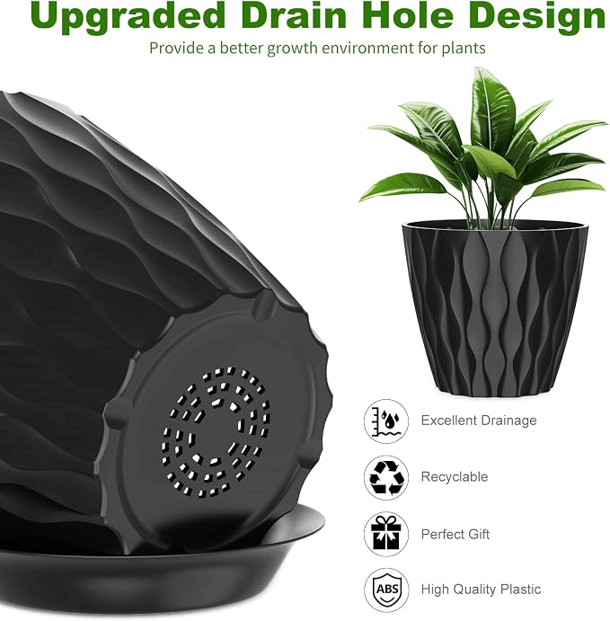 6 Pack 7 Inch Indoor Plant Pots - Image 3