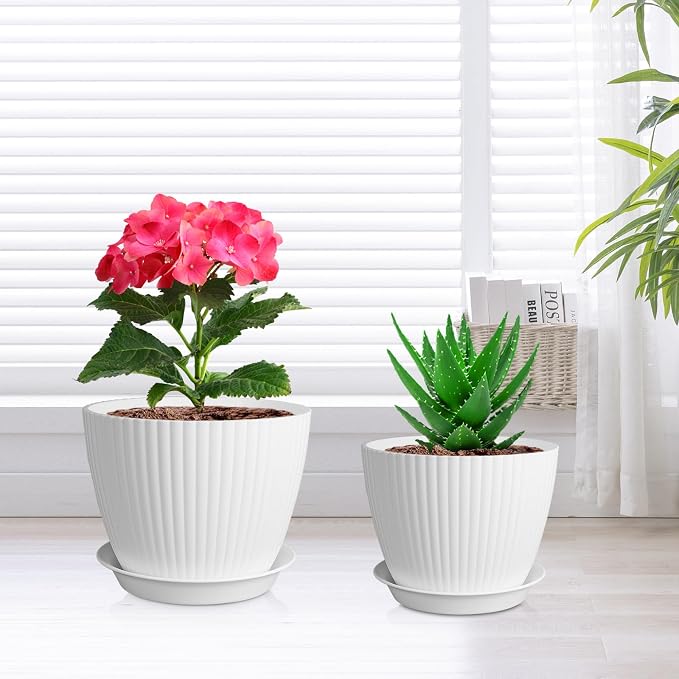 7/6.2/5.5/5/4.5/4 inch Plant Pots, 6 Pack Flower Pots - Image 6