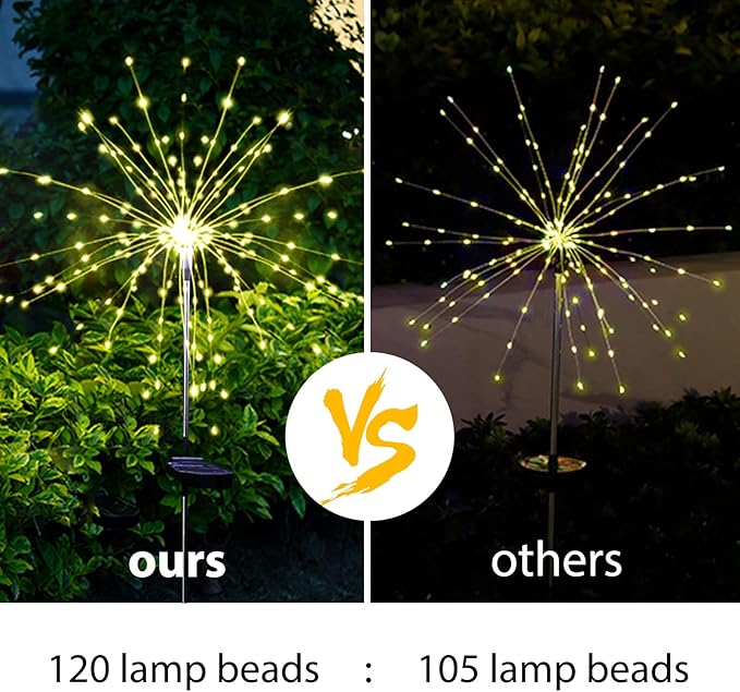 Solar Garden Firework Lights Outdoor Waterproof 6 Pack Solar Powered Art Stake - Image 6