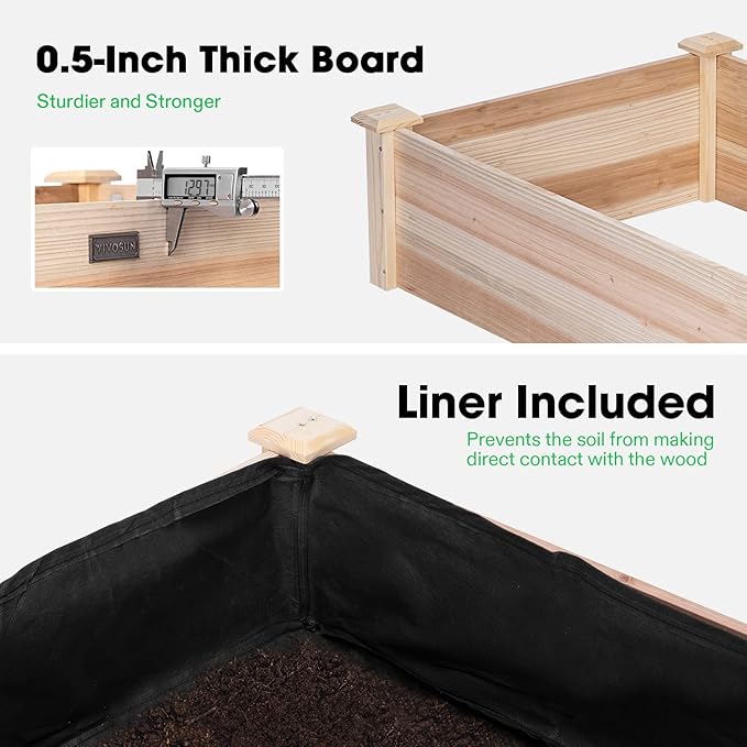 VIVOSUN 8×2Ft Wooden Raised Garden Bed, Outdoor Wood Planter Box - Image 4