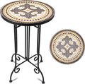 VCUTEKA Mosaic Outdoor Side Table, Round Rustproof Patio Tables by VCUTEKA
