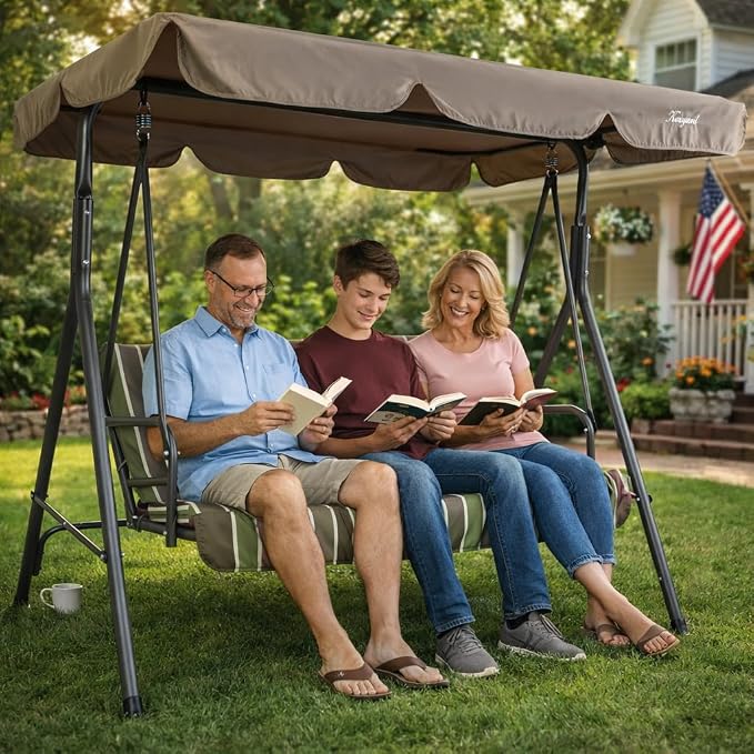 Kozyard Alicia 3-Seat Patio Swing, Outdoor Canopy Swing - Image 2