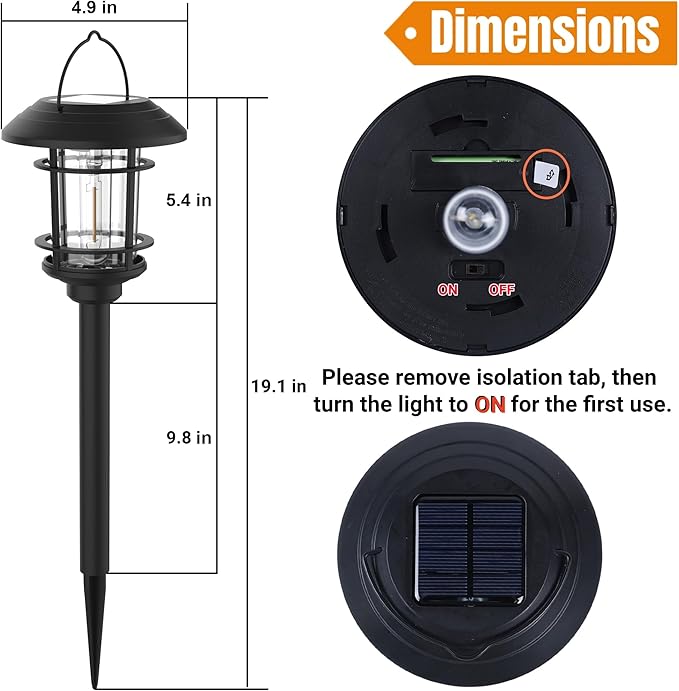 Dynaming 6 Pack Dual Use Solar Path Lights Outdoor, Hanging Lantern Solar - Image 2