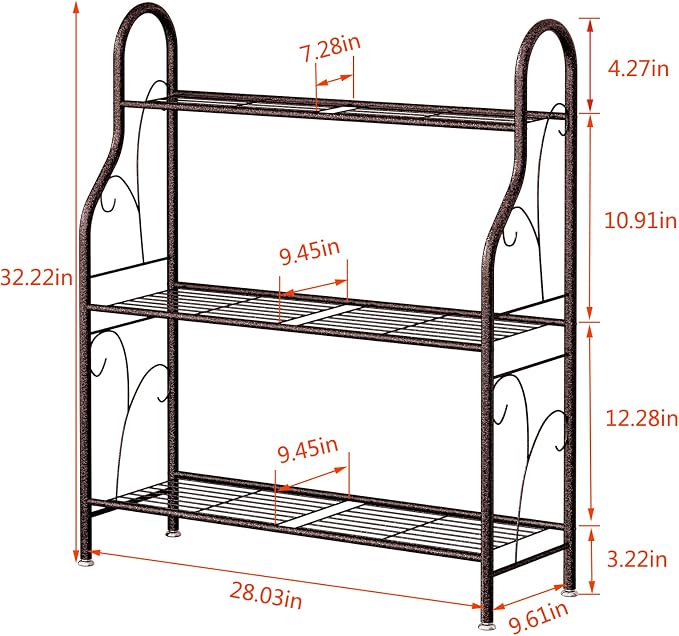 SORCEDAS Plant Stand Indoor Outdoor Plant Shelf 3 Tier Metal Corner Flower - Image 6