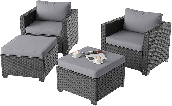 Aoxun 4 Piece Outdoor Patio Furniture Set 4 Seats by Aoxun