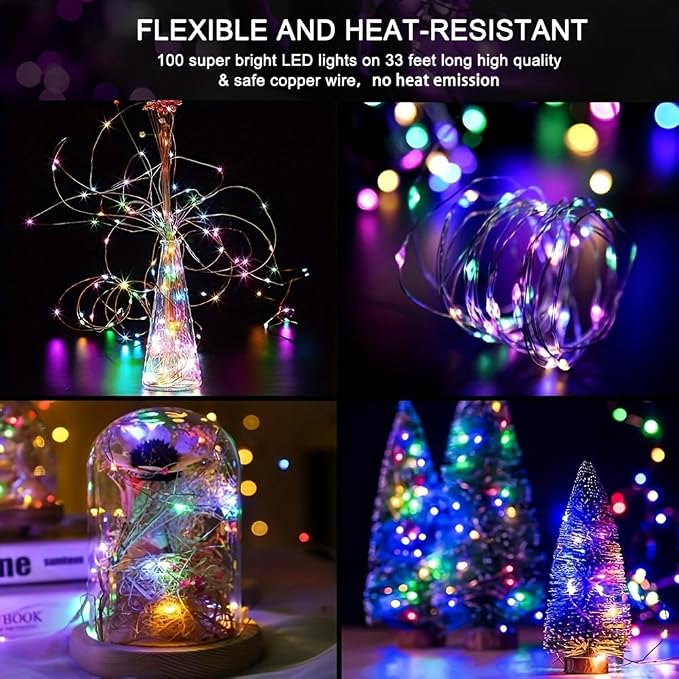 Solar String Lights Outdoor, 33FT 100 LED Christmas Solar Fairy Lights - Image 5
