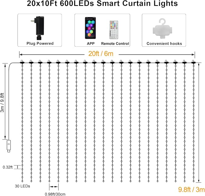 ZAIYW WiFi Smart RGB Color Changing Curtain Lights - Image 6