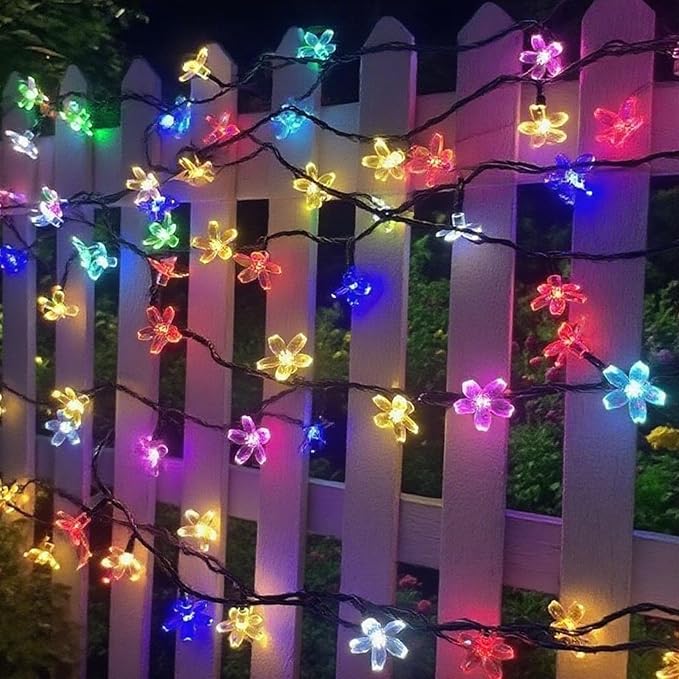 Flower Solar String Lights, 50 LED Outdoor Patio Lights Waterproof, Fairy Lights - Image 3