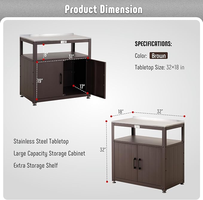 Garden Potting Bench with Storage, Outdoor Potting Table & Garden Work Bench - Image 3