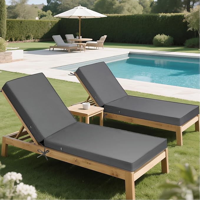 Lounge Chair Cushion Waterproof Chaise Lounge Cushions 72x21x3 Inch Non-Slip - Image 7