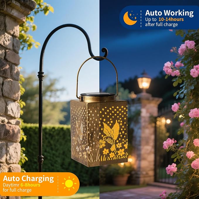 2 Pack Bronze Solar Lights Outdoor Waterproof Decorative - Image 5