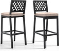 YITAHOME Outdoor Bar Stools Set of 2, Cushioned Metal Outdoor Bar Stools by YITAHOME