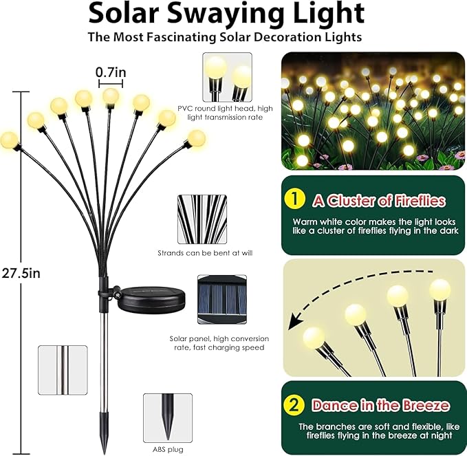 6-Pack Garden Solar Lights, 48 LED Solar Lights Outdoor - Image 4