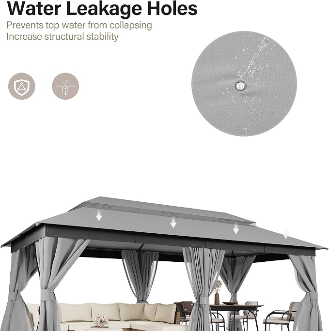 LAUSAINT HOME Semi-Permanent Outdoor Patio Gazebo 10'x20', Heavy Duty Party - Image 5