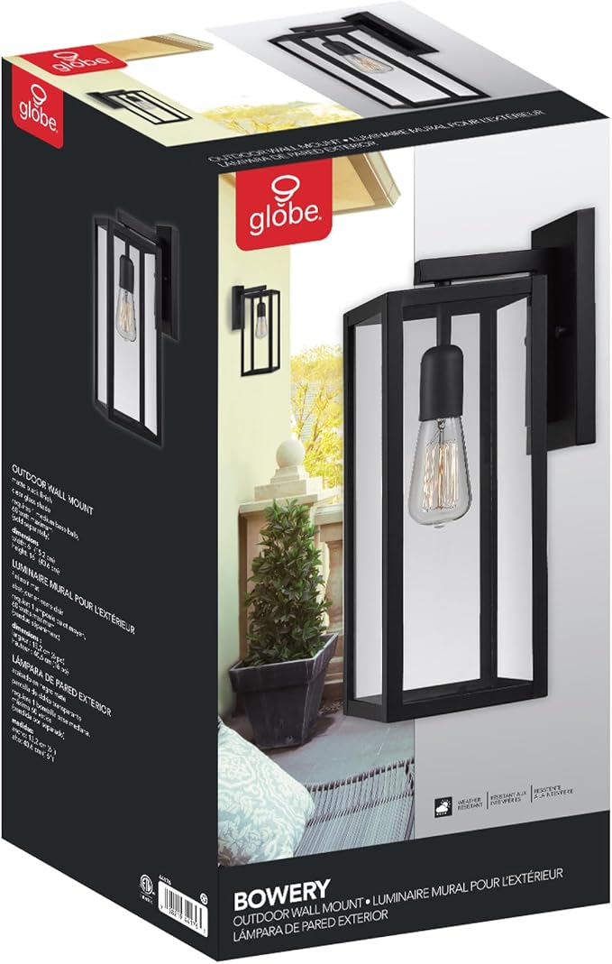 Globe Electric 44176 1-Light Outdoor/Indoor Wall Sconce, Matte Black Finish - Image 9