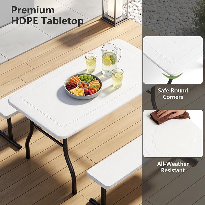 Picnic Table, 38 Inch Outdoor Picnic Table Set - Image 8