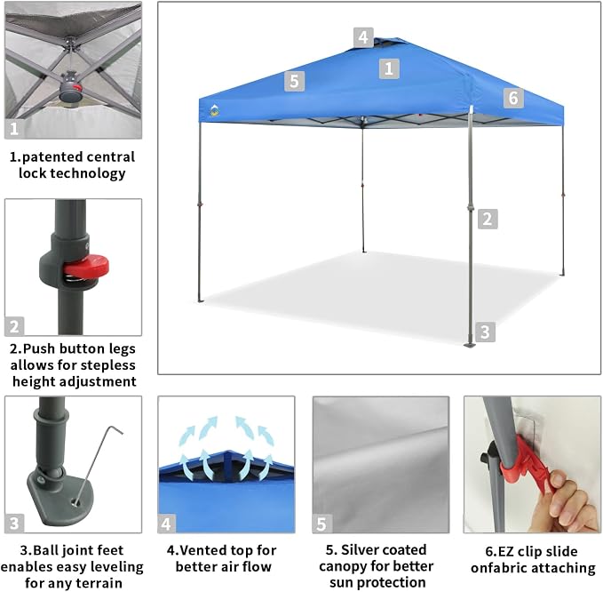 CROWN SHADES 10x10 Canopy Tent, Pop Up Beach Tent - Image 3