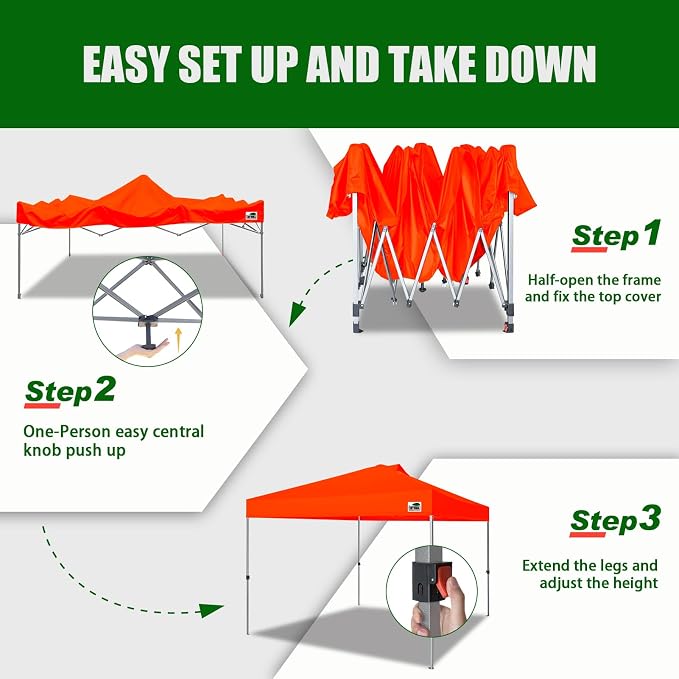 Eurmax USA NOMATTER ONE-Person Open&Close 10x10ft Pop Up Canopy Tent，Portable - Image 3