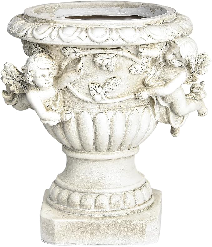 Sungmor Garden Cherub Urn Planter, Lovely Resin Angel Statue Flower Pots by Sungmor