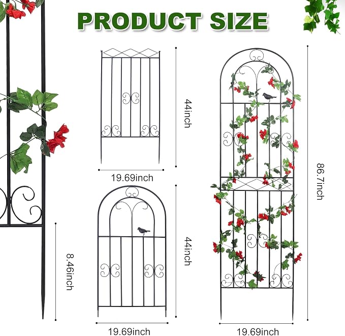 2 Pack 86.7" H x 19.7" W Metal Garden Trellis - Image 4