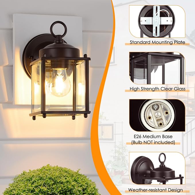 Outdoor Wall Lantern, Exterior Dark Chocolate Waterproof Wall Sconce Lighting - Image 4