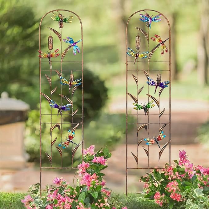 SUNNYPARK Set of 2 Dragonfly Metal Garden Trellis - Image 6