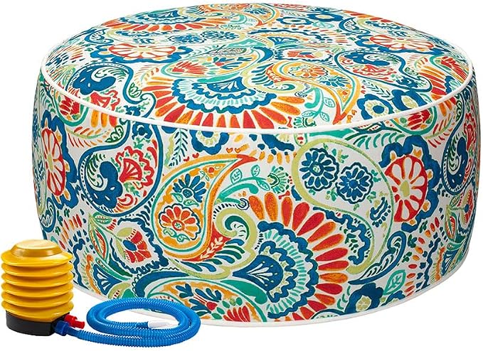Magpie Fabrics Inflatable Stool Ottoman Pouf D20 xH9, Outdoor Round Footrest by Magpie+Fabrics