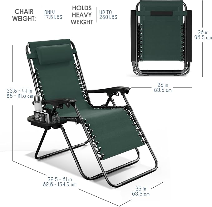 Nestl Zero Gravity Chairs Set of 4, Patio Lounge Chair Outdoor - Image 3