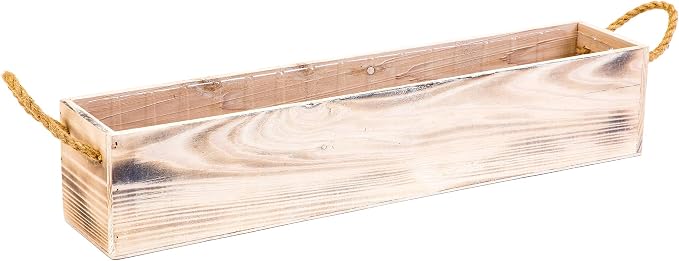 20" Rectangular Rustic Wood Planter - Image 2
