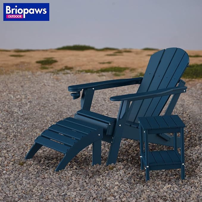 BRIOPAWS Adirondack Ottomans | Folding | Set of 2 | HDPE Plastic | Blue Outdoor - Image 5