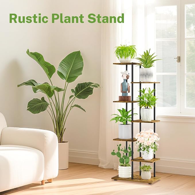 iDavosic.ly 6 Tier Tall Plant Stand Indoor, Tiered Corner Metal Wood Multiple - Image 7