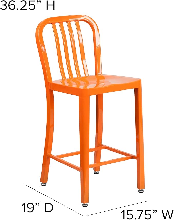 Flash Furniture Commercial Grade 24" High Orange Metal Indoor-Outdoor Counter - Image 3