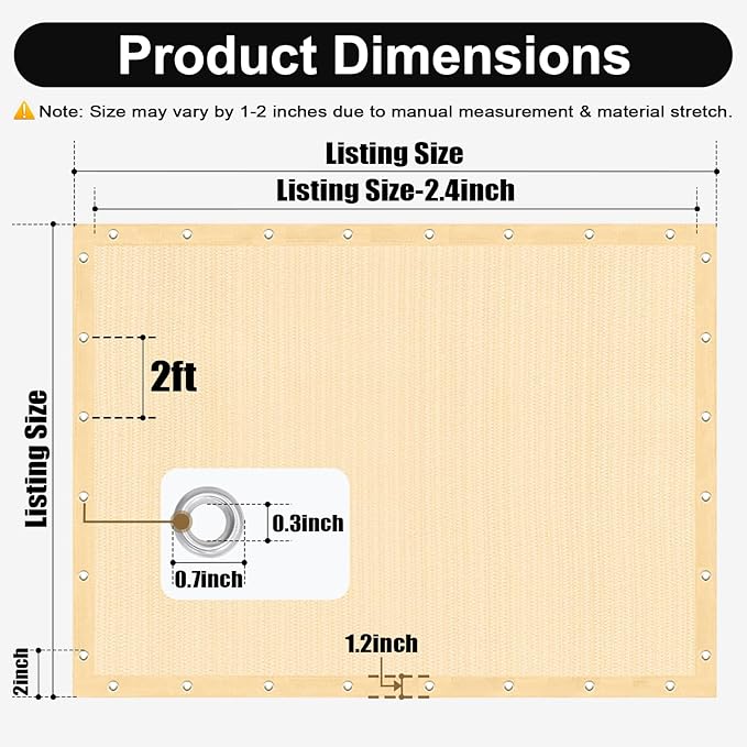 Artpuch 90% Sun Shade Cloth, 12 x 20 FT Pergola Shade Cover Canopy - Image 4