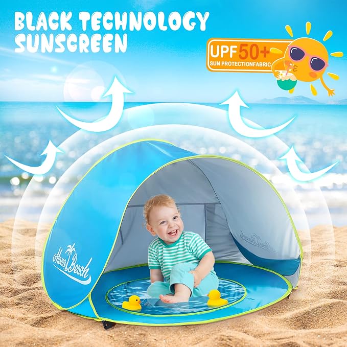 Monobeach Baby Beach Tent Pop Up Portable Shade Pool UV Protection Sun Shelter - Image 3