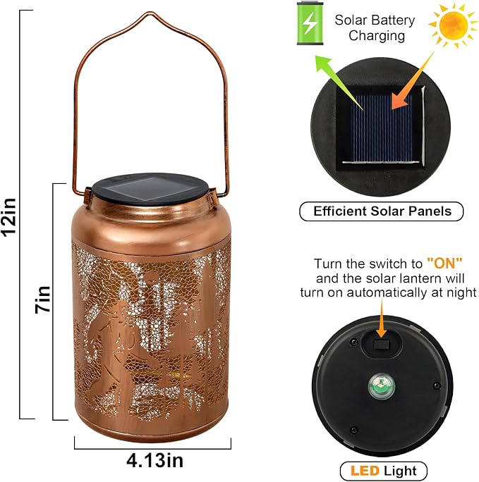 2 Pack Solar Lanterns Outdoor, Big Foot Gifts - Image 2