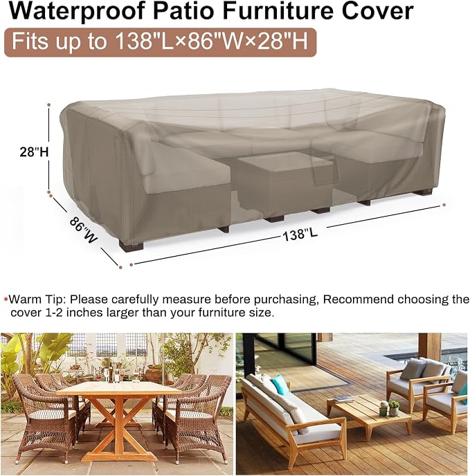 Mrrihand Heavy Duty Patio Furniture Covers, Outdoor Furniture Covers Waterproof - Image 2