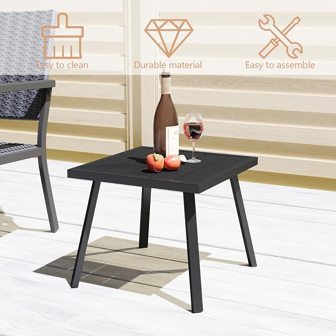C-Hopetree Small Metal Outdoor Coffee Side Table - Image 4