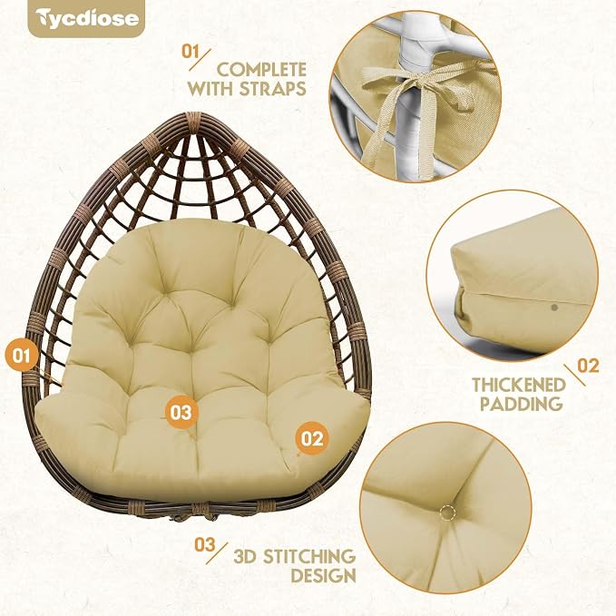 Egg Chair Cushion Replacement, Waterproof Outdoor Hanging Egg Swing Chair - Image 5